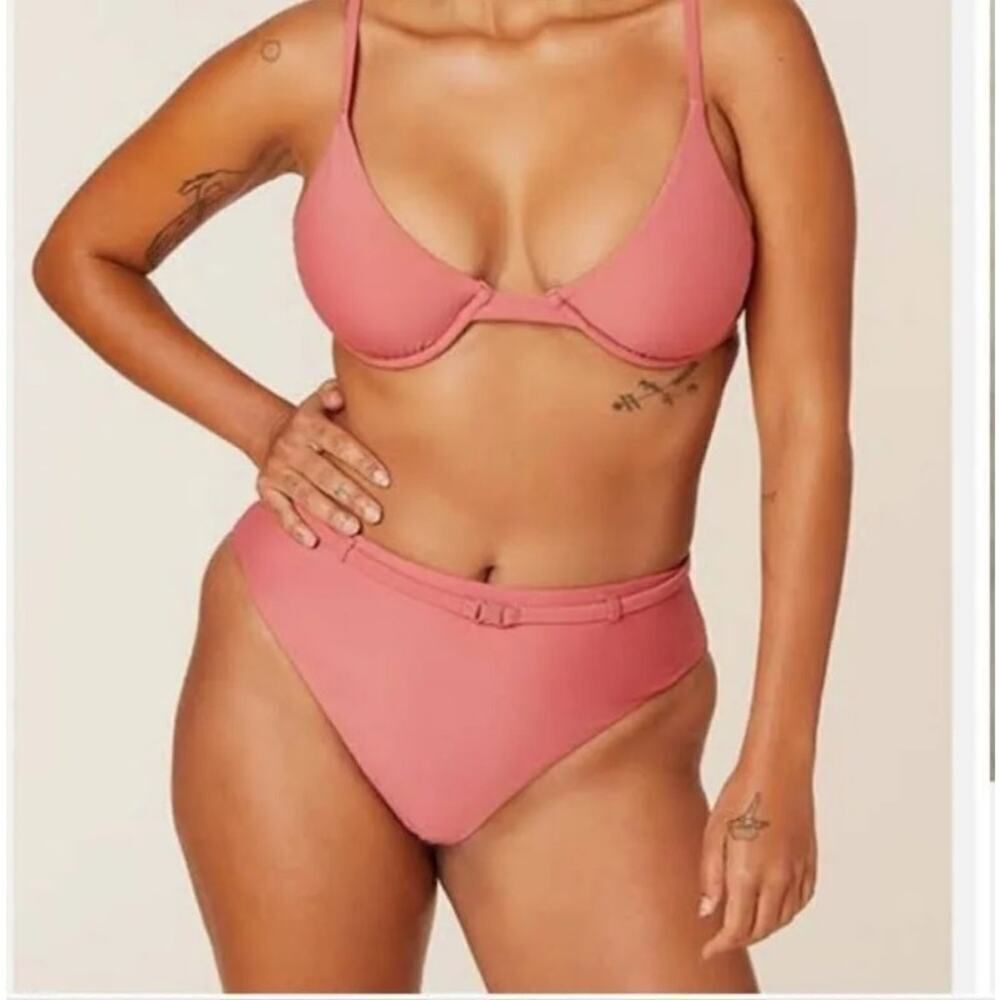NWT Andie‎ Punch Pink The Riviera High Waisted Bottom Size Small